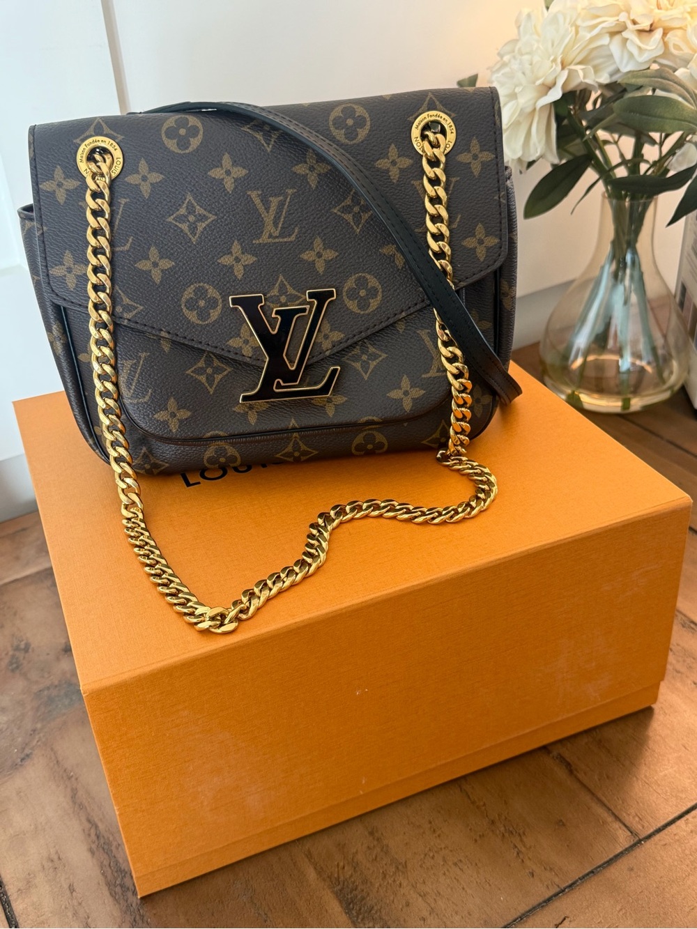 Louis Vuitton Monogram Passy Crossbody in Brown and Gold